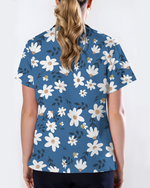Dusky Daisy Vintage Floral Mood Women Scrub Top
