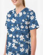 Dusky Daisy Vintage Floral Mood Women Scrub Top
