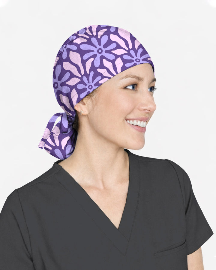 Purple Blooms Lavender Garden Glow Scrub Cap