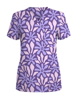 Purple Blooms Lavender Garden Glow Women Scrub Top