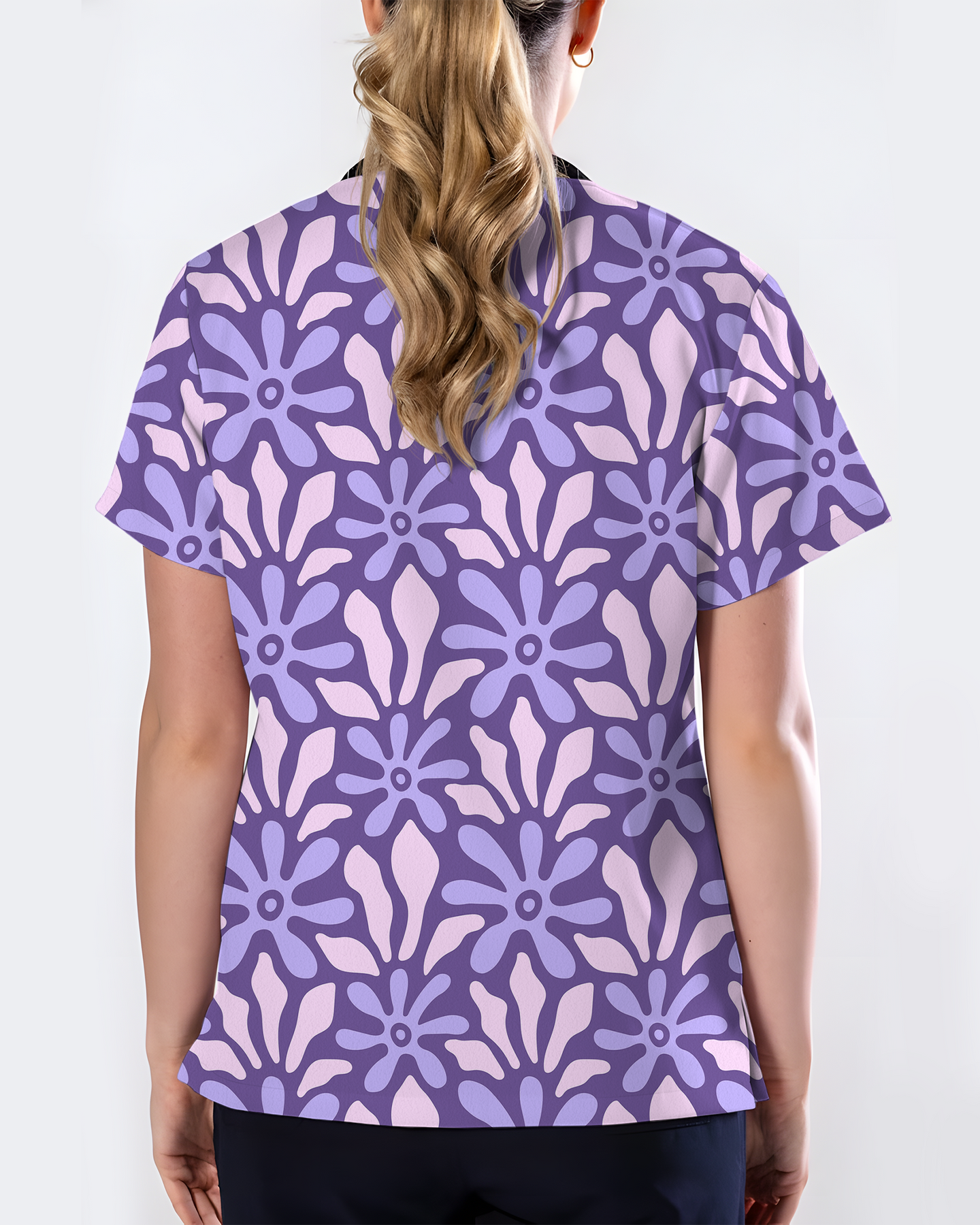 Purple Blooms Lavender Garden Glow Women Scrub Top