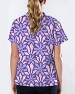 Purple Blooms Lavender Garden Glow Women Scrub Top