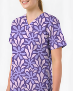Purple Blooms Lavender Garden Glow Women Scrub Top