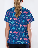 Deep Sea Delight Ocean Dreamscape Women Scrub Top