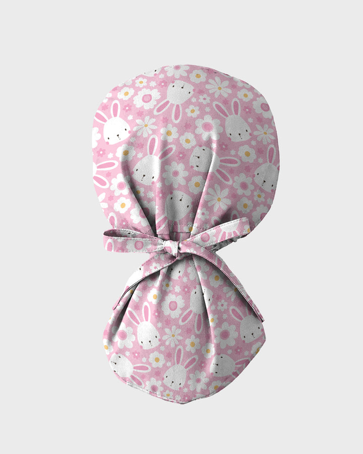 Playful Rabbits Meadow Garden Charm Scrub Cap