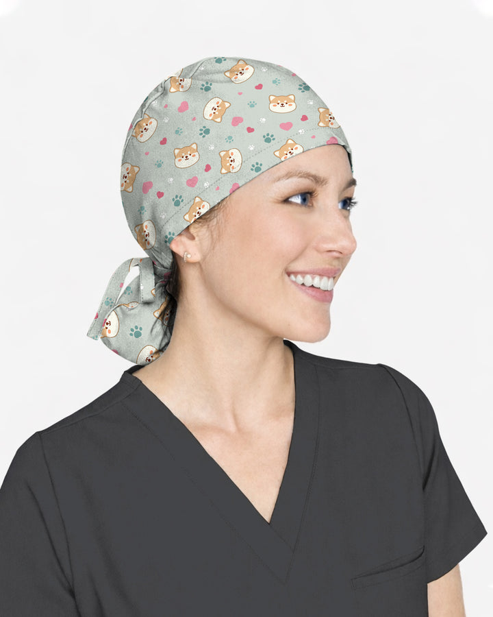 Shiba Inu Playful Kawaii Spirit Scrub Cap