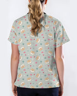 Shiba Inu Playful Kawaii Spirit Women Scrub Top