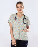 Shiba Inu Playful Kawaii Spirit Women Scrub Top