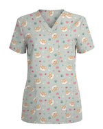 Shiba Inu Playful Kawaii Spirit Women Scrub Top