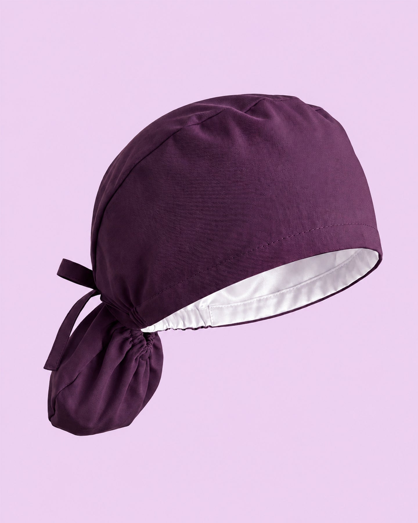 Premium Satin-Lined Scrub Cap Deep Eggplant