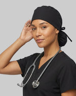 Premium Satin-Lined Scrub Cap Black
