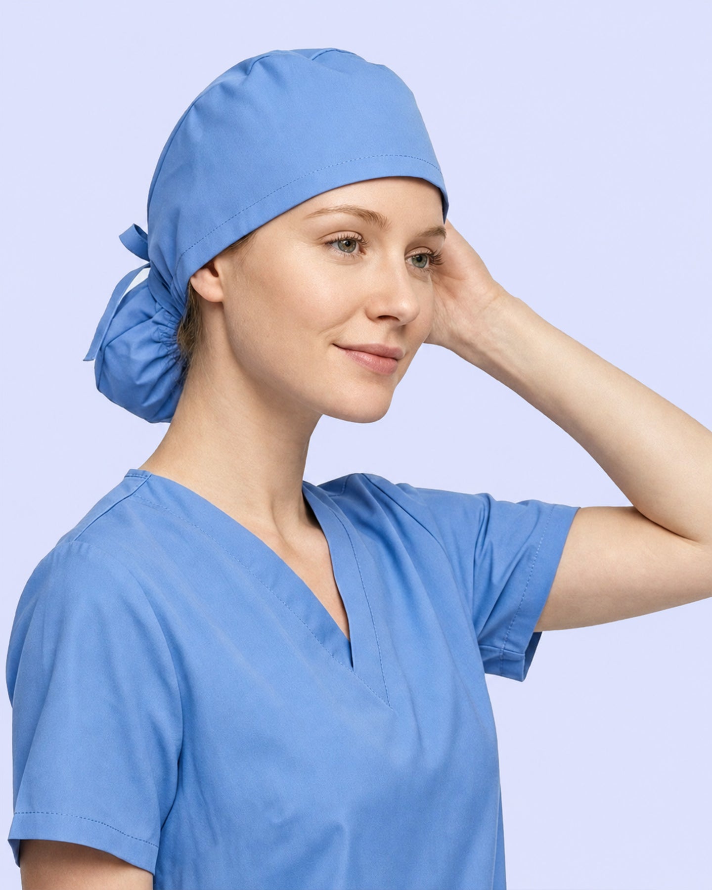 Premium Satin-Lined Scrub Cap Ceil Blue