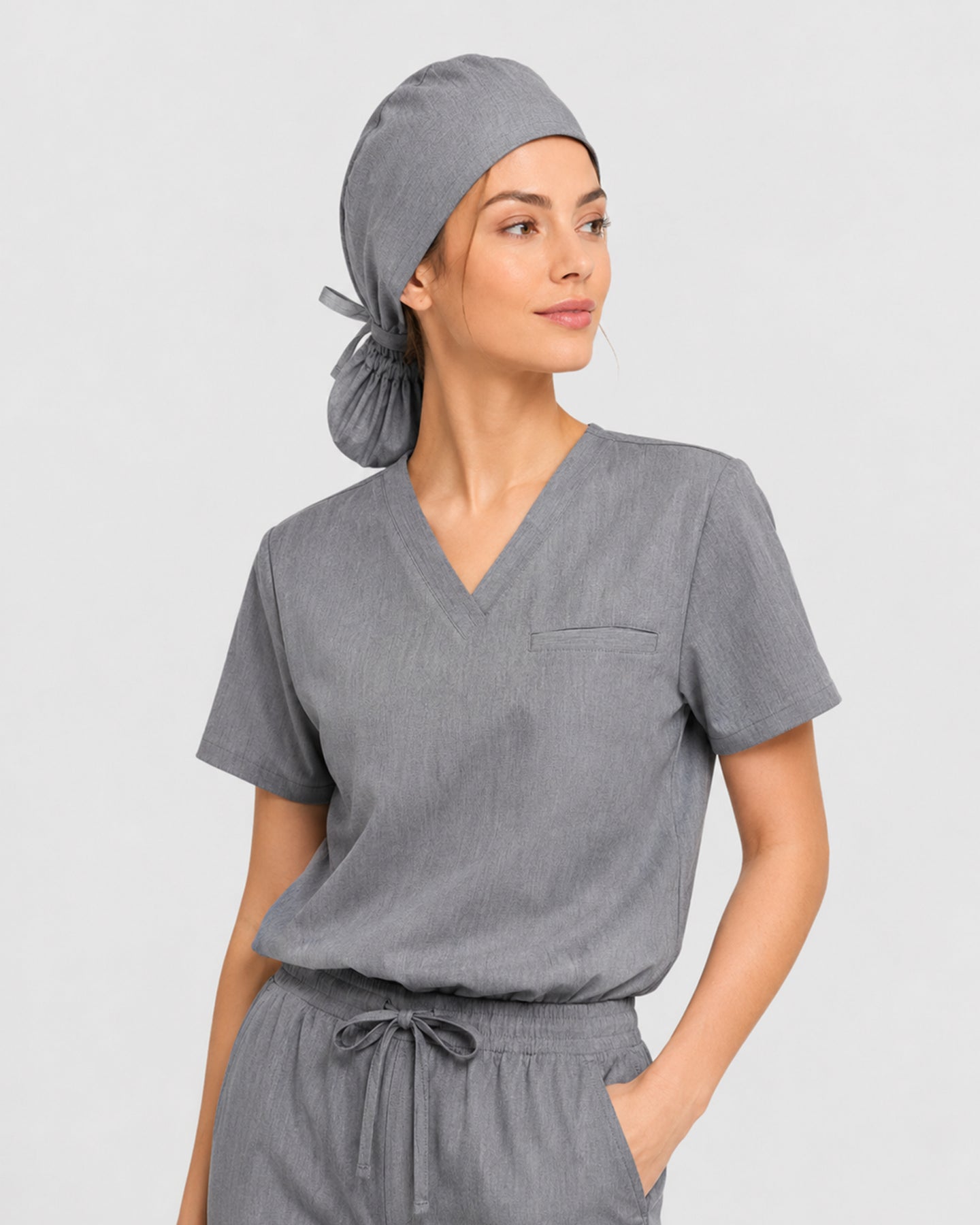 Premium Satin-Lined Scrub Cap Heather Gray