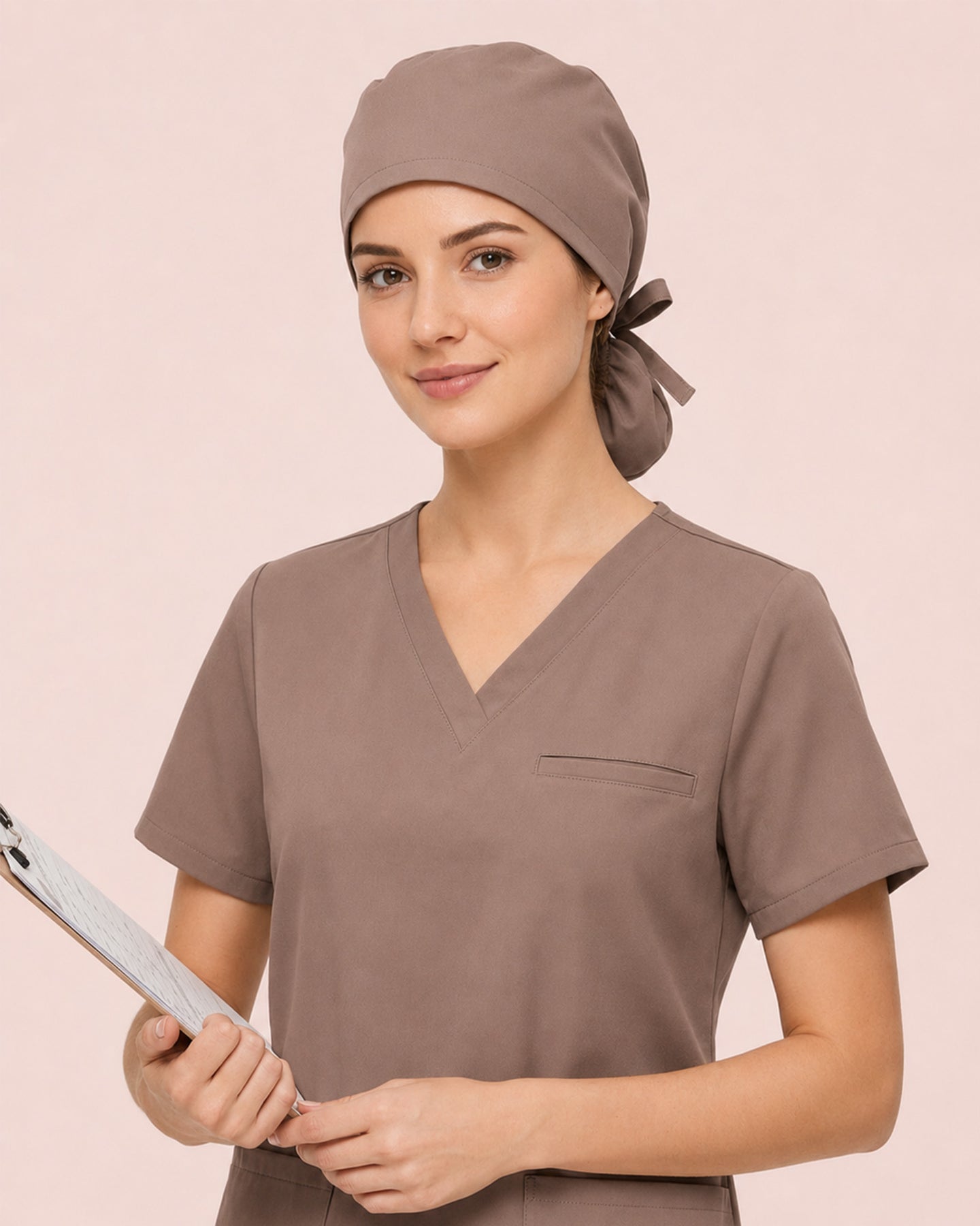 Premium Satin-Lined Scrub Cap Mocha