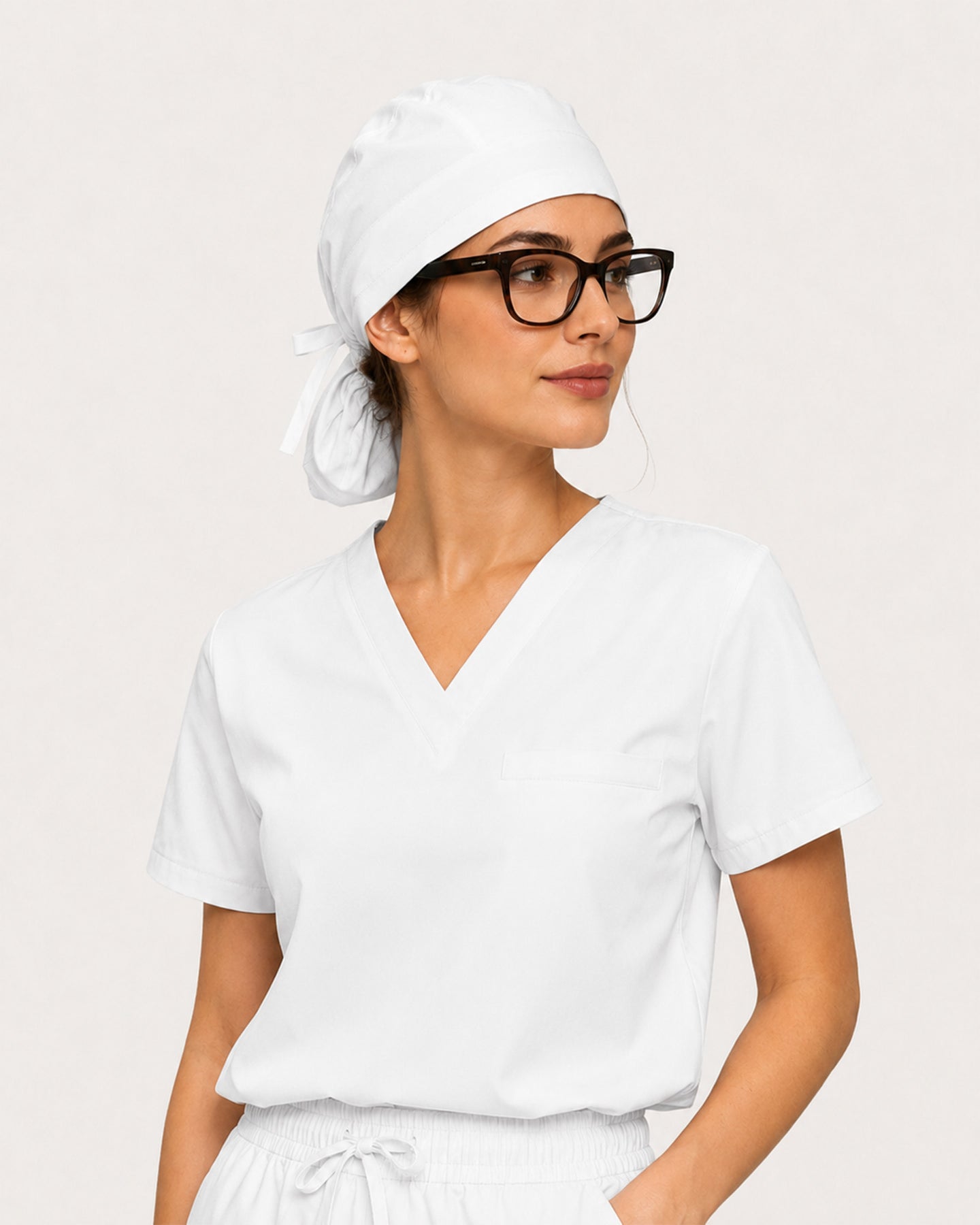 Premium Satin-Lined Scrub Cap White