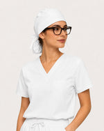 Premium Satin-Lined Scrub Cap White