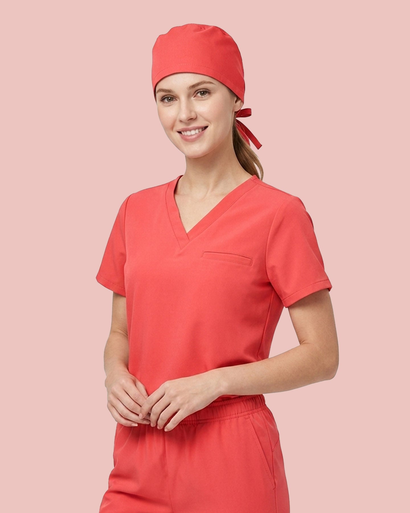 Premium Satin-Lined Scrub Cap Coral