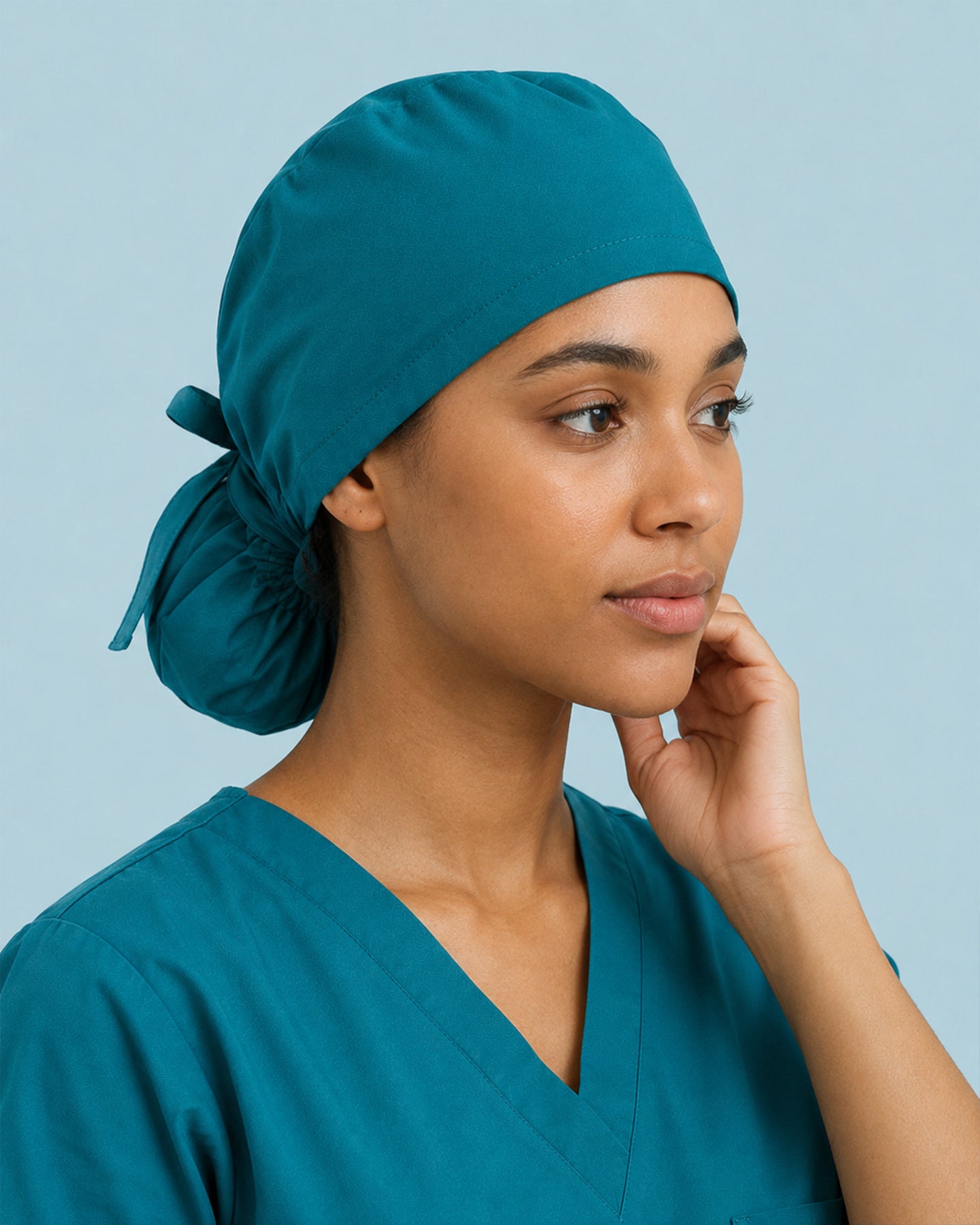 Premium Satin-Lined Scrub Cap Caribbean Blue