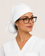 Premium Satin-Lined Scrub Cap White