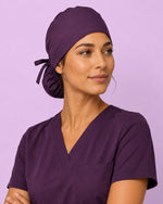 Premium Satin-Lined Scrub Cap Deep Eggplant