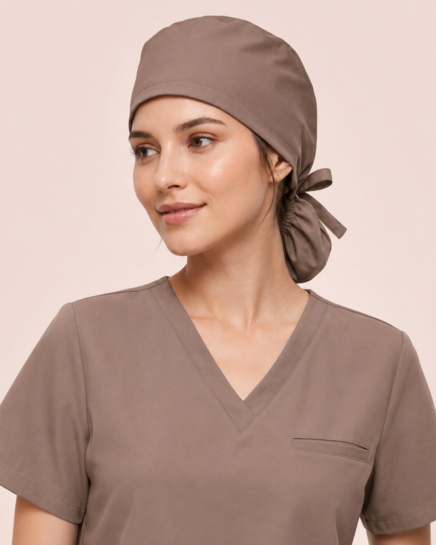 Premium Satin-Lined Scrub Cap Mocha