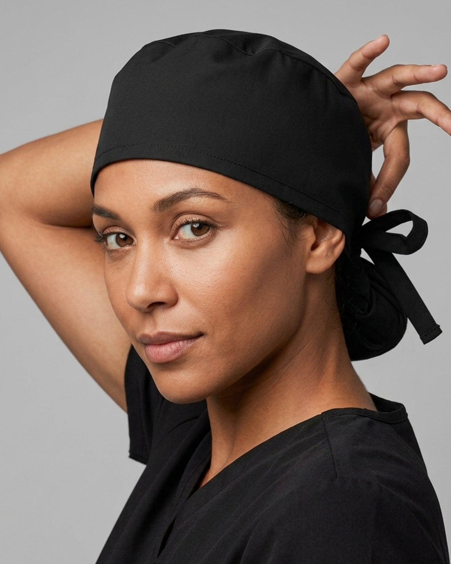Premium Satin-Lined Scrub Cap Black
