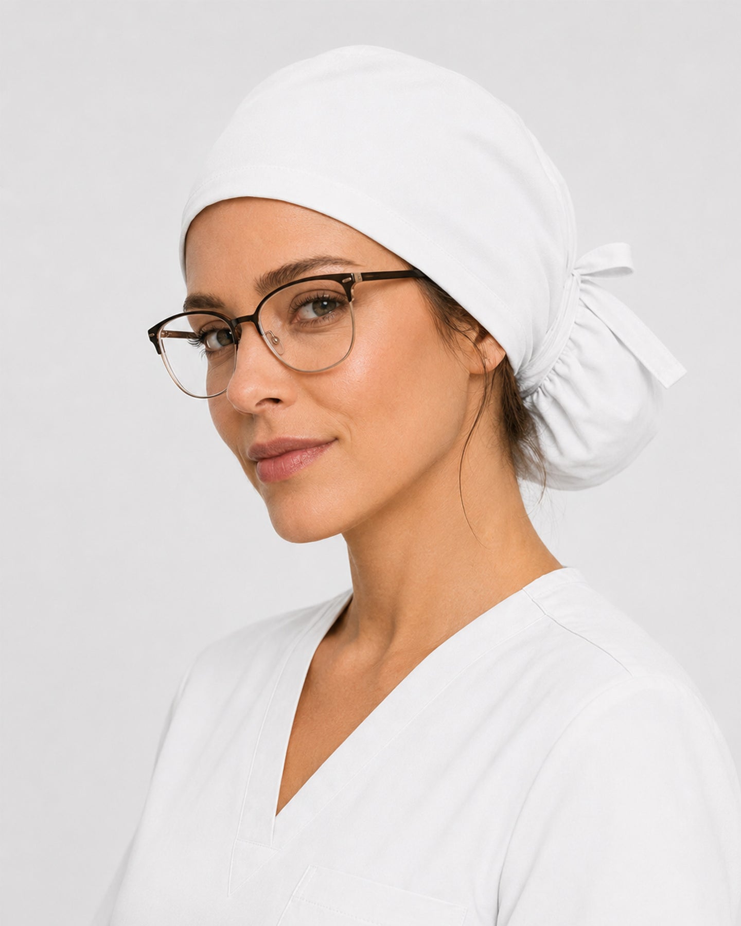 Premium Satin-Lined Scrub Cap White