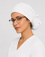 Premium Satin-Lined Scrub Cap White