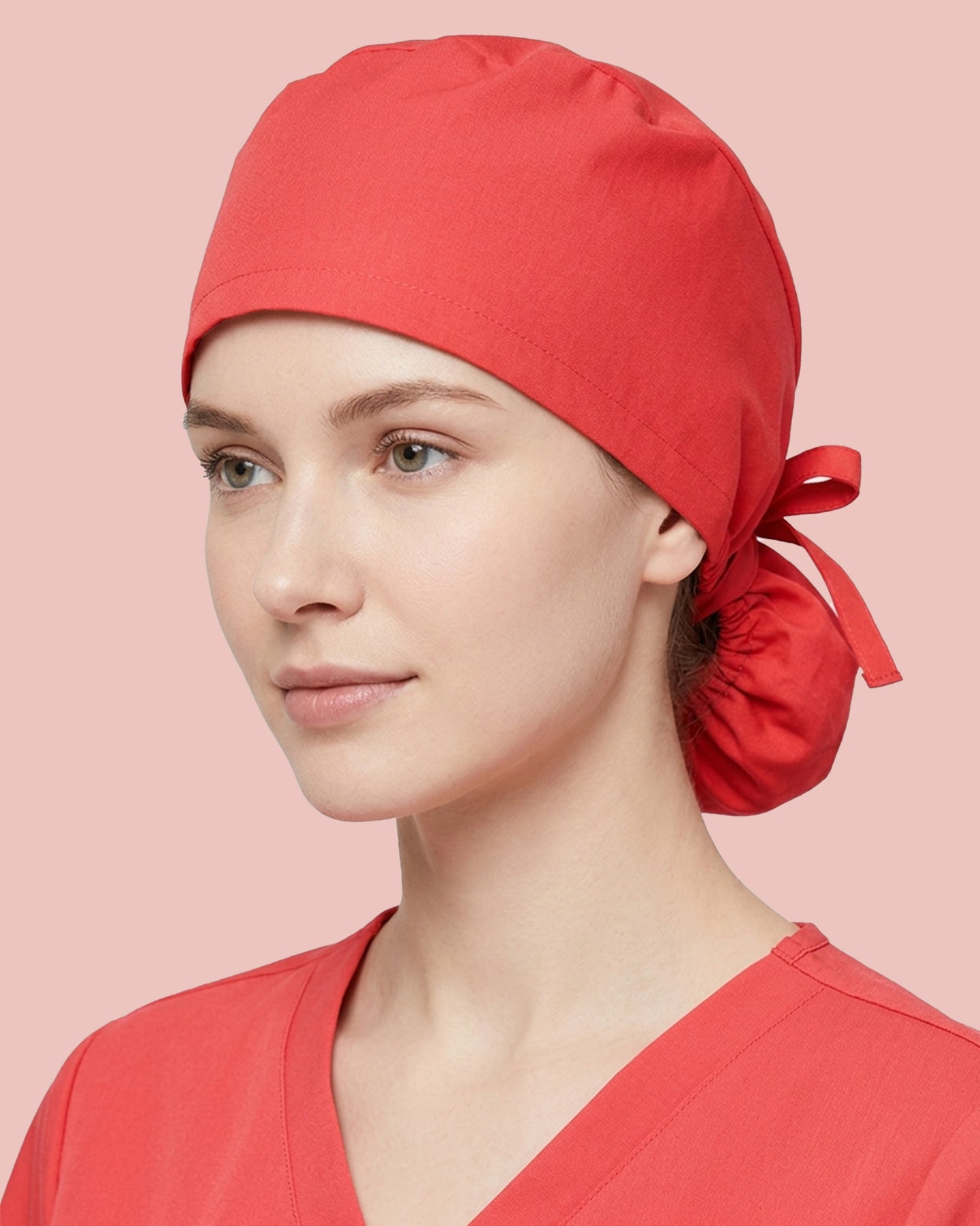 Premium Satin-Lined Scrub Cap Coral