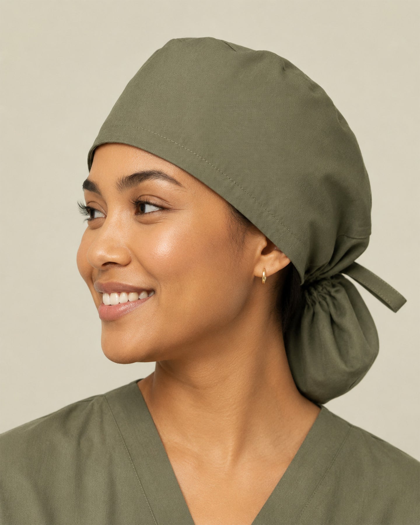 Premium Satin-Lined Scrub Cap Olive