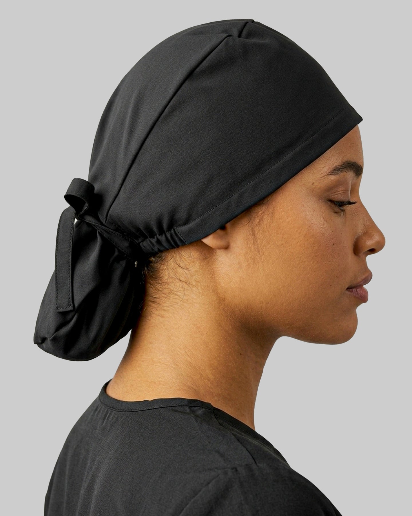 Premium Satin-Lined Scrub Cap Black