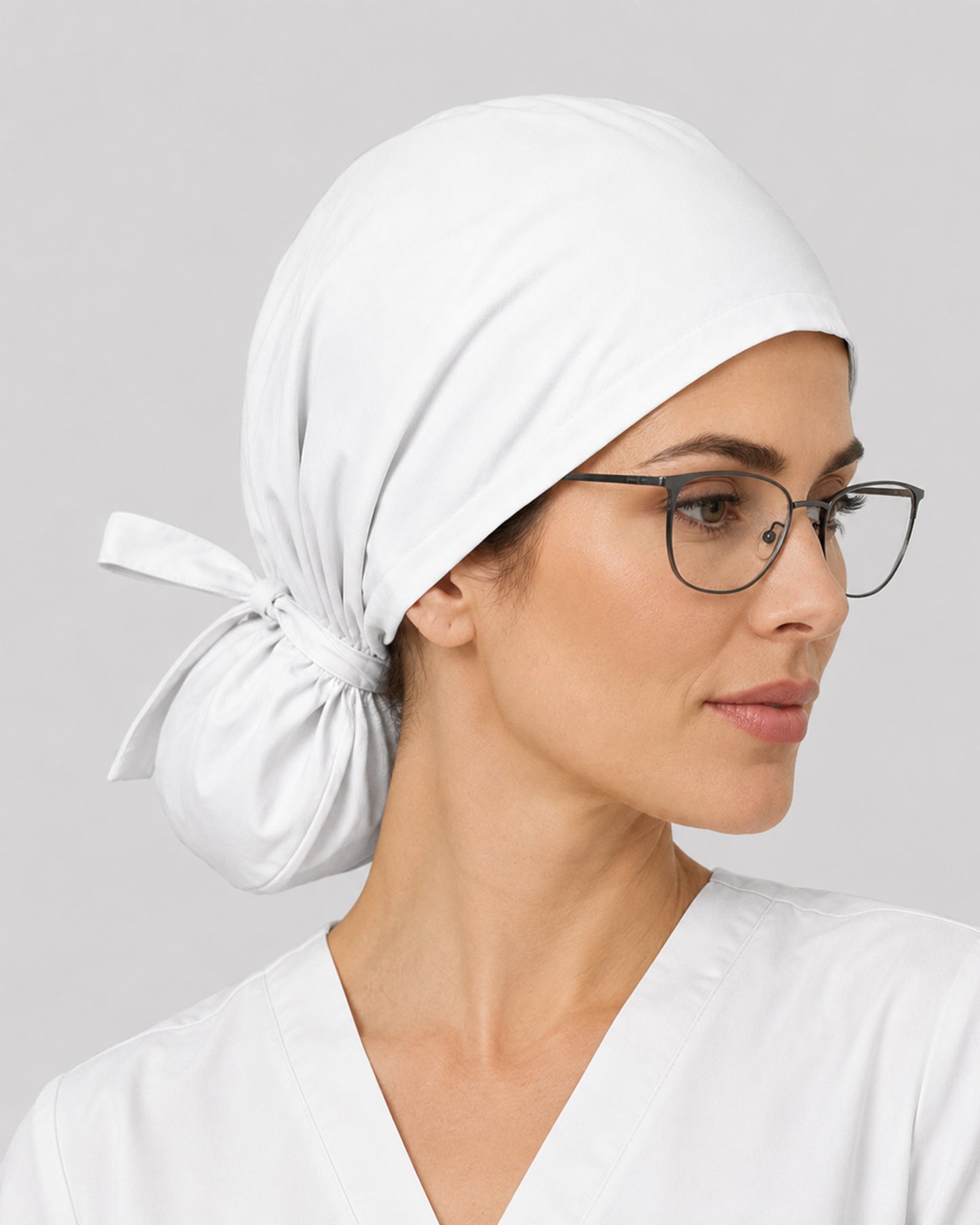 Premium Satin-Lined Scrub Cap White