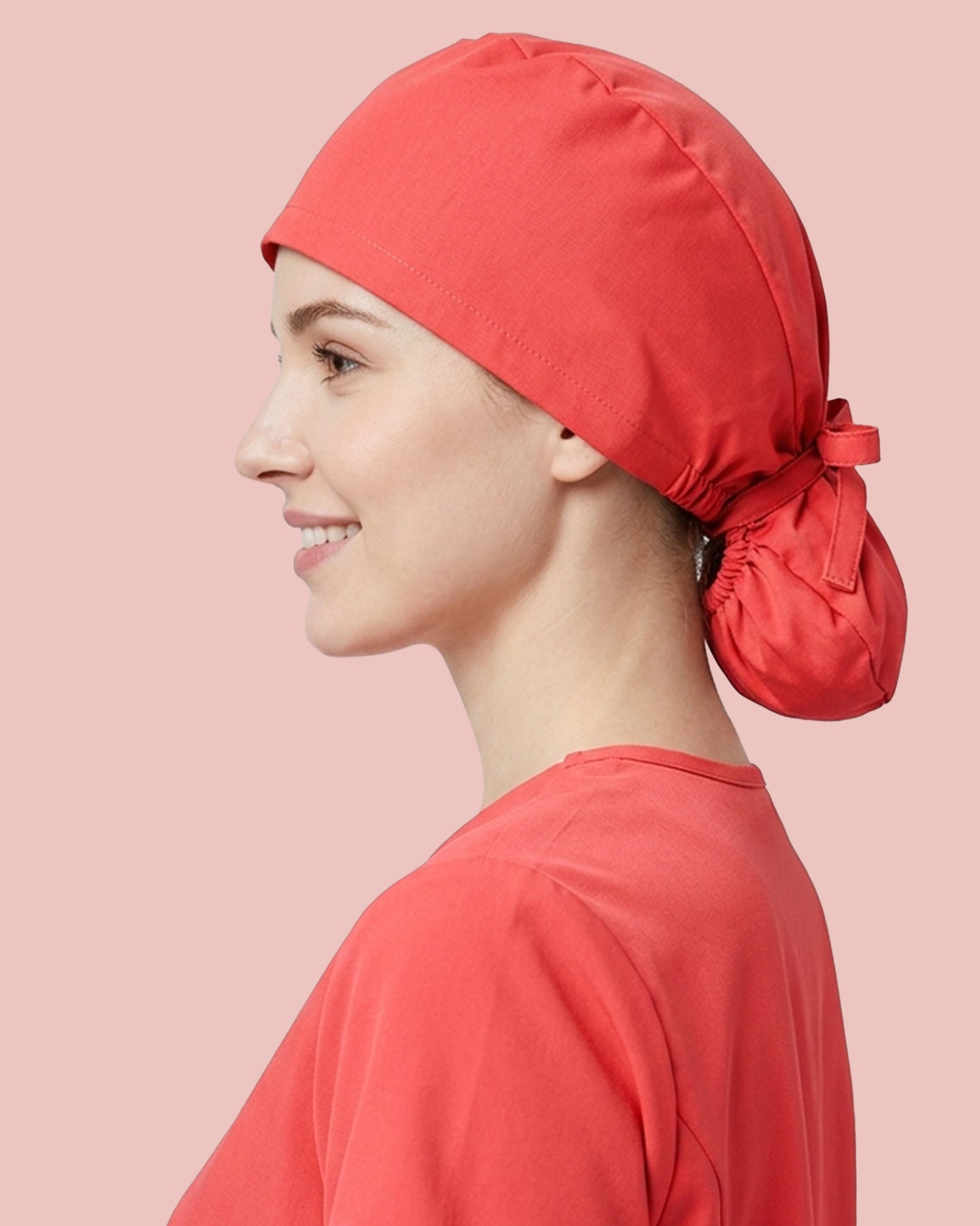 Premium Satin-Lined Scrub Cap Coral