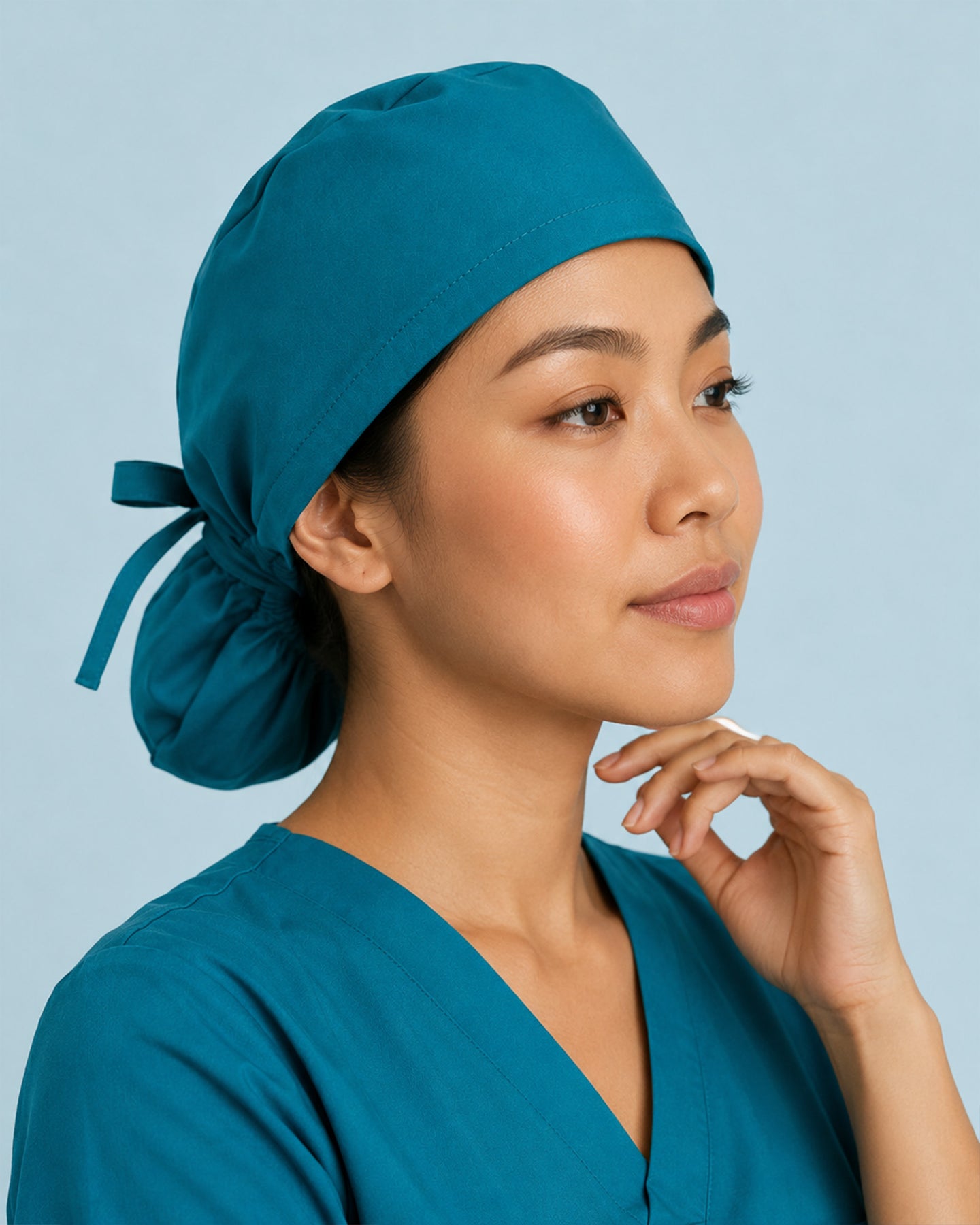 Premium Satin-Lined Scrub Cap Caribbean Blue