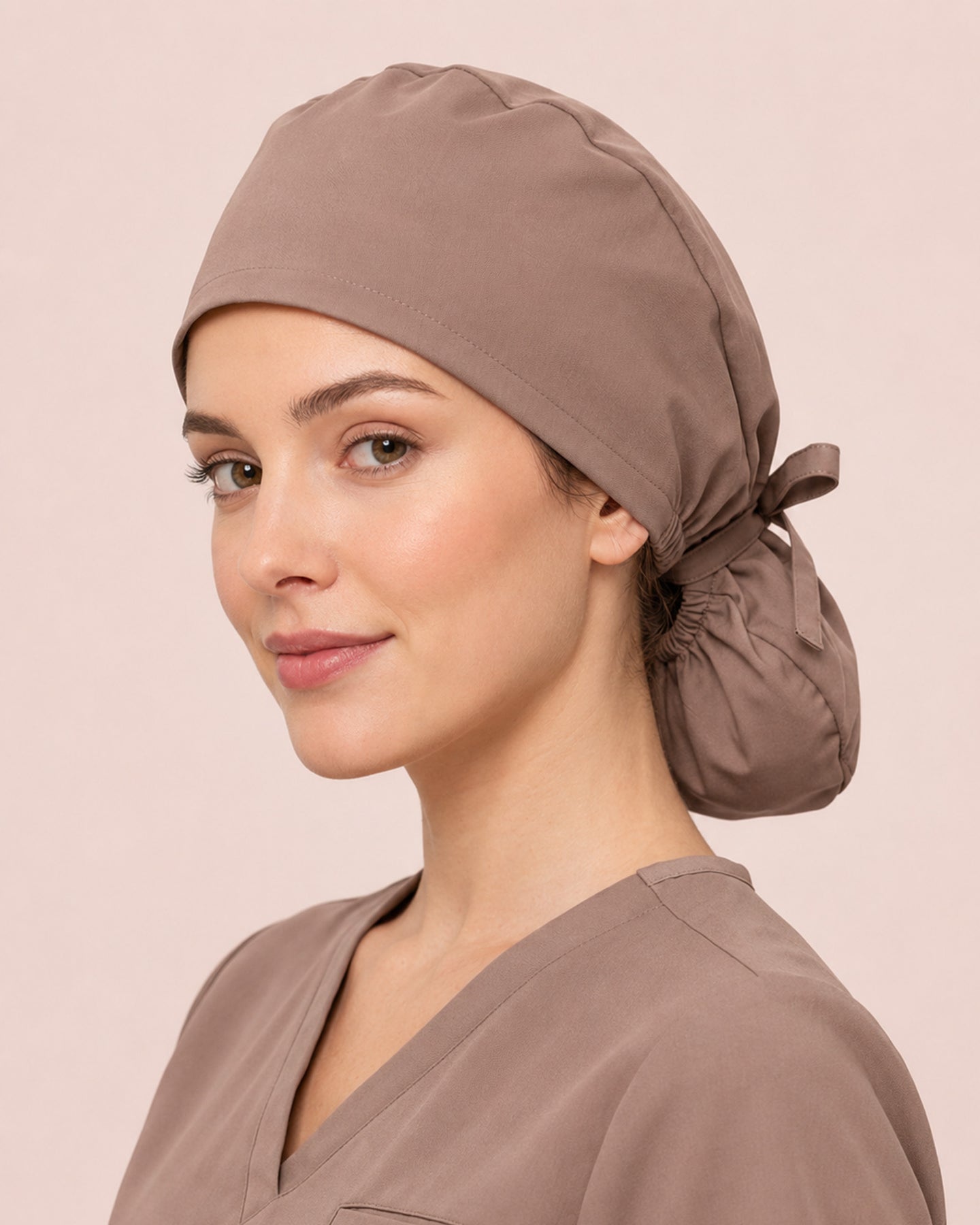 Premium Satin-Lined Scrub Cap Mocha