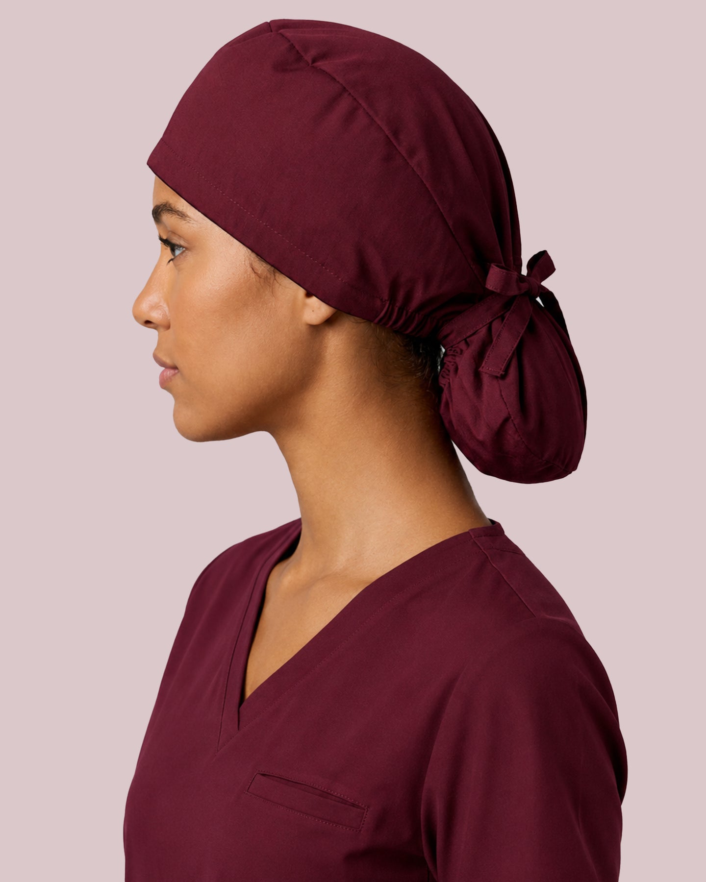 Premium Satin-Lined Scrub Cap Burgundy