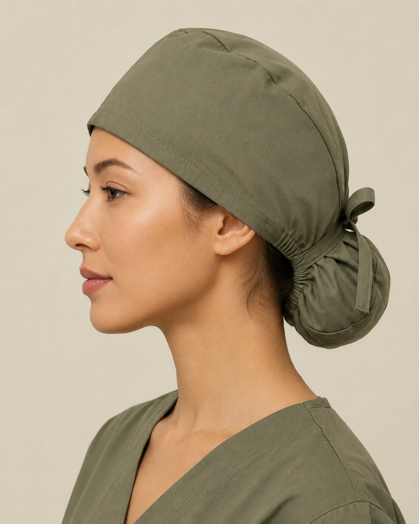 Premium Satin-Lined Scrub Cap Olive