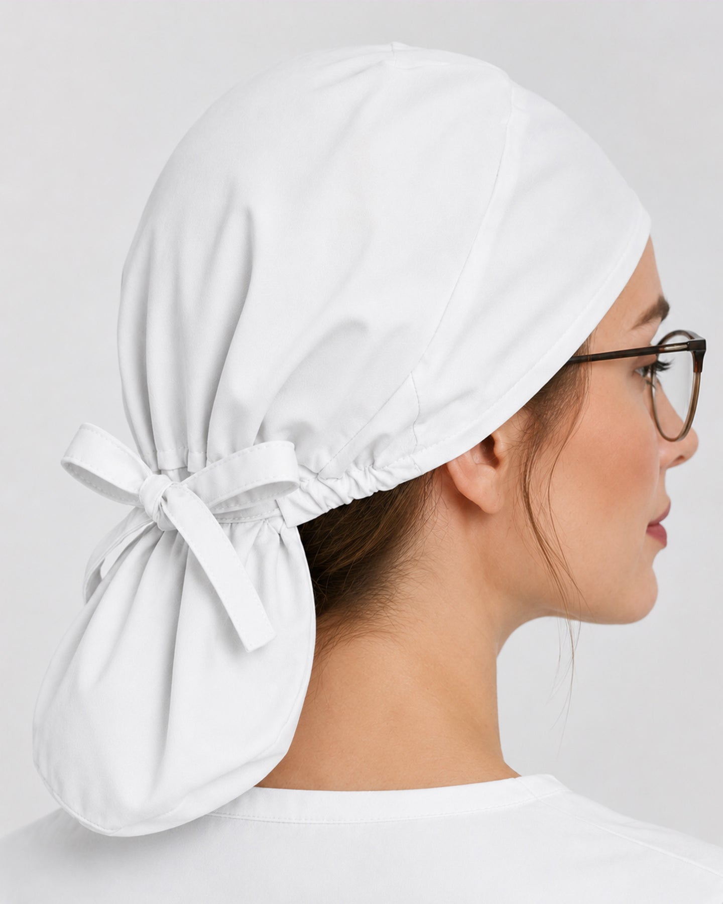Premium Satin-Lined Scrub Cap White