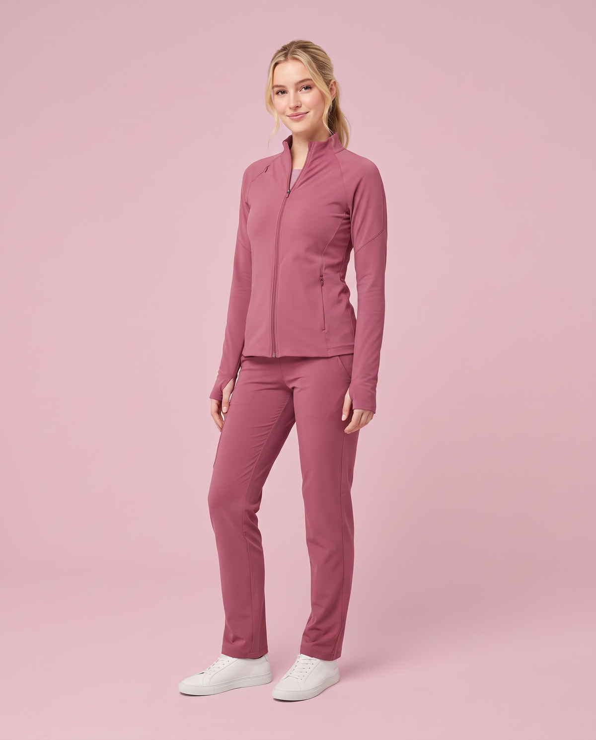 Athletic Knit Scrub Jacket Mauve