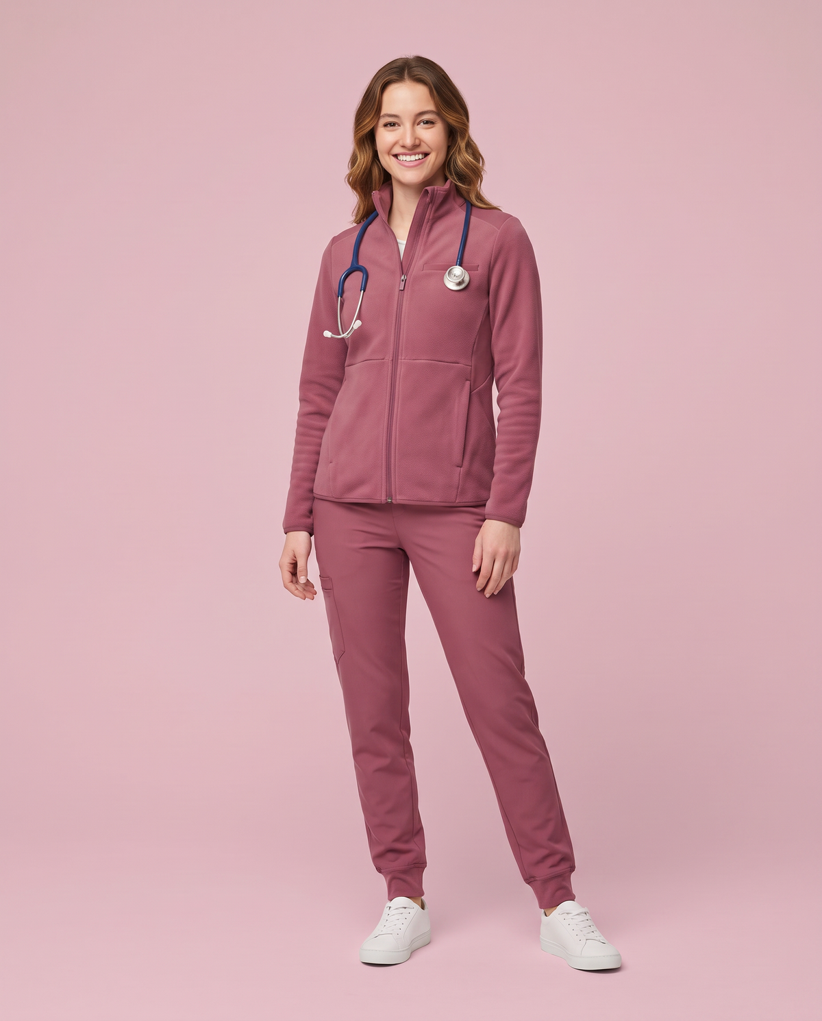 Fleece Scrub Jacket Mauve