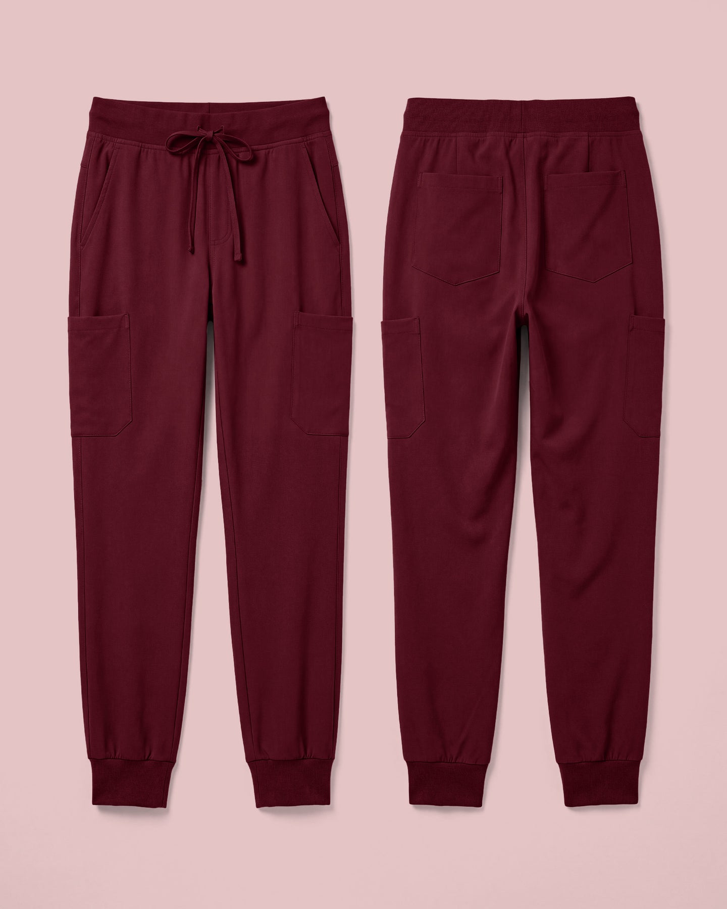 Men's 6-Pocket Jogger Scrub Pant Burgundy