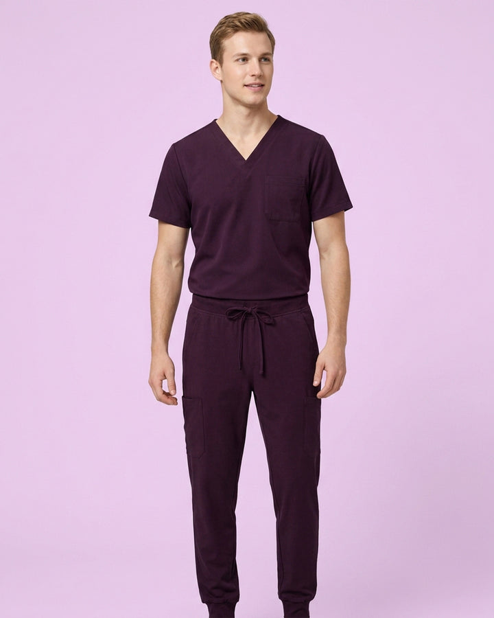 Men's 6-Pocket Jogger Scrub Pant Deep Eggplant