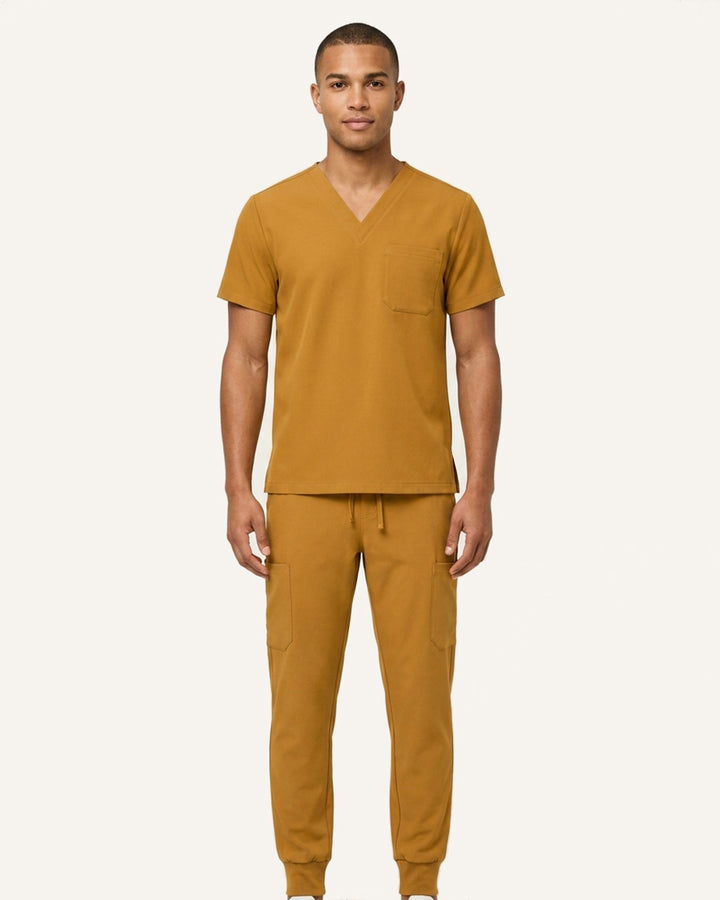 Men's One-Pocket V-neck Scrub Top Cider