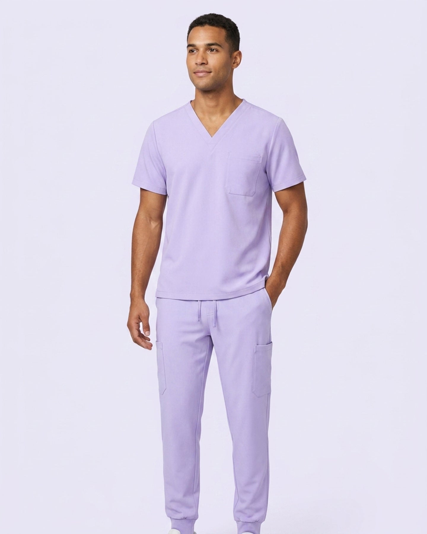 Men's One-Pocket V-neck Scrub Top Lavender