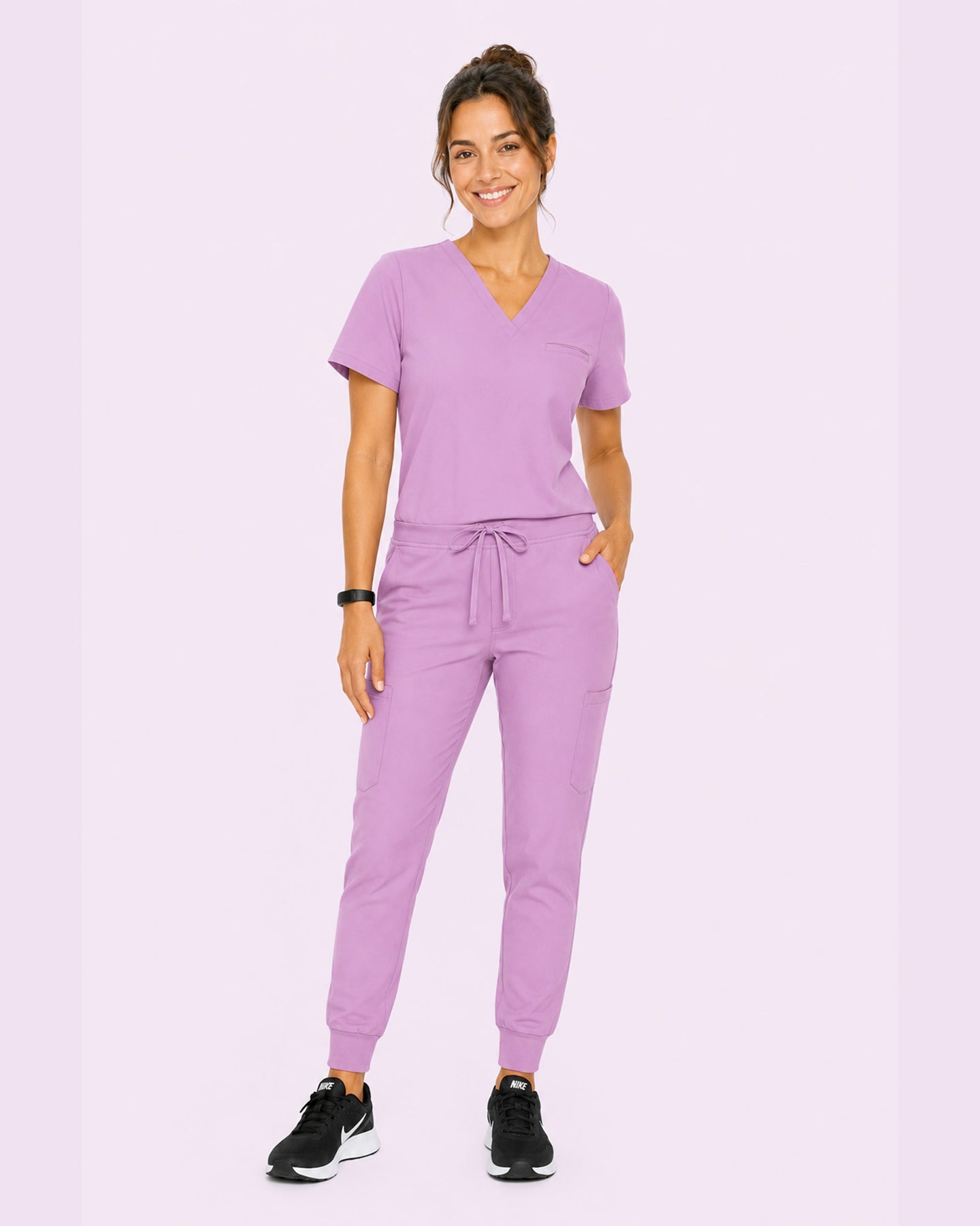 Women's One-Pocket V-neck Scrub Top Lilac