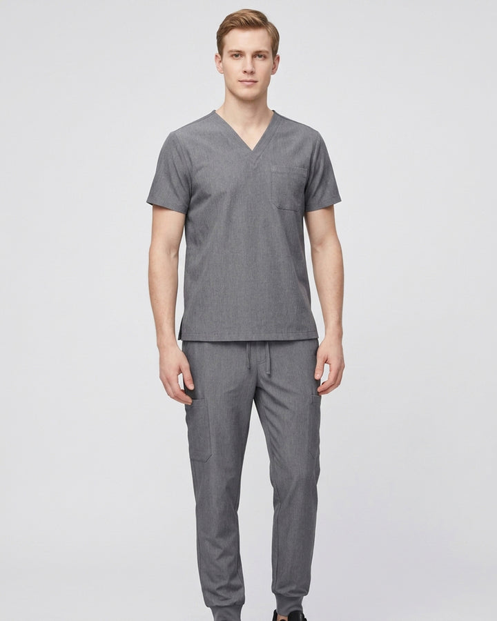 Men's 6-Pocket Jogger Scrub Pant Heather Gray