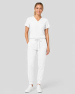 Women's One-Pocket V-neck Scrub Top White