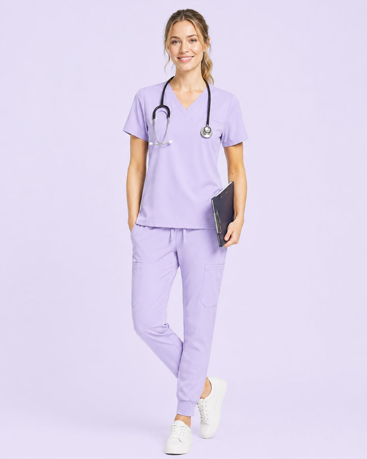 Women's One-Pocket V-neck Scrub Top Lavender