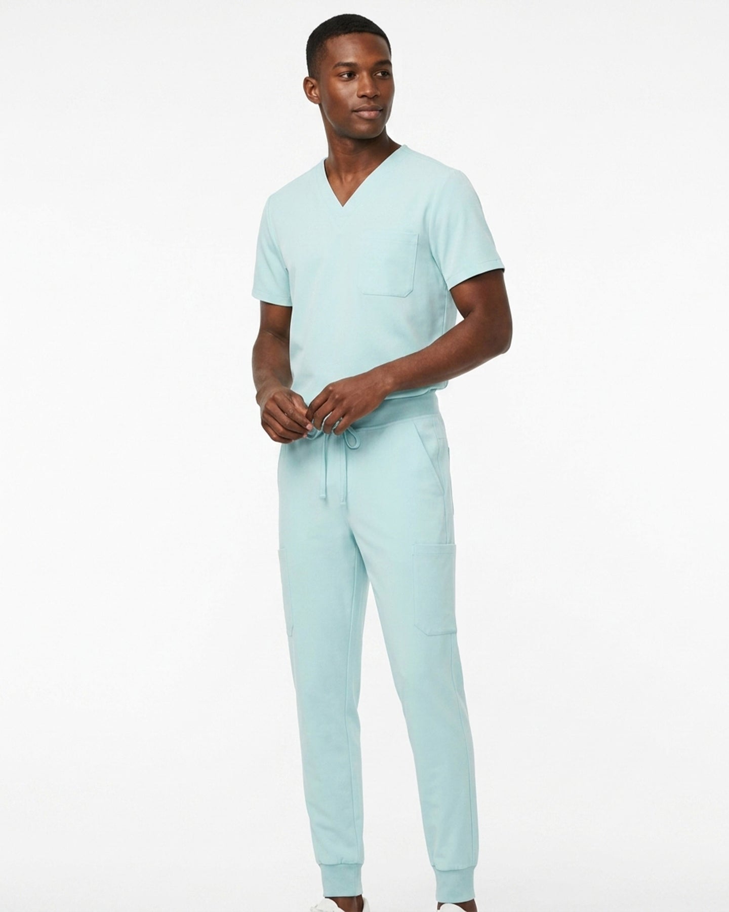 Men's One-Pocket V-neck Scrub Top Sky Blue