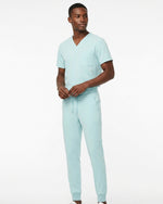 Men's One-Pocket V-neck Scrub Top Sky Blue